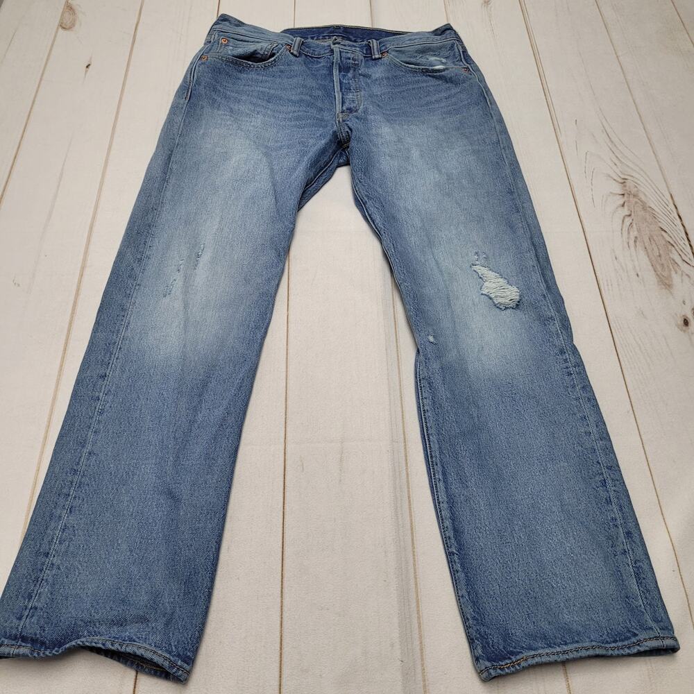 Levis 501 straight leg jeans button fly 32x30 blue wash retro cotton